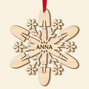 Gardening Snowflake, Personalized 2 Layered Mix Ornament, Christmas Gift - Ornament - GoDuckee