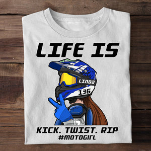 Motocross Girl Life Is Kick Twist Rip - Personalized Shirts - Gift for Motocross Rider - Shirts - GoDuckee
