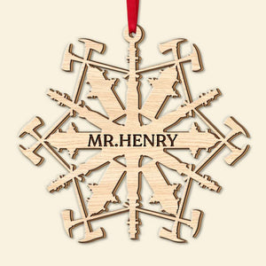 Firefighter Snowflake, Personalized 2 Layered Mix Ornament, Christmas Gift - Ornament - GoDuckee