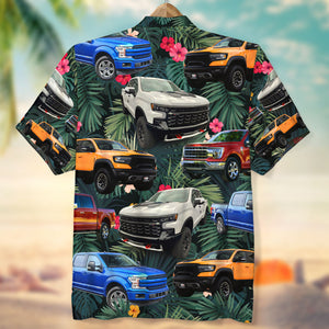 Custom Pickup Truck Photo Hawaiian Shirt, Tropical Pattern, Summer Gift - Hawaiian Shirts - GoDuckee