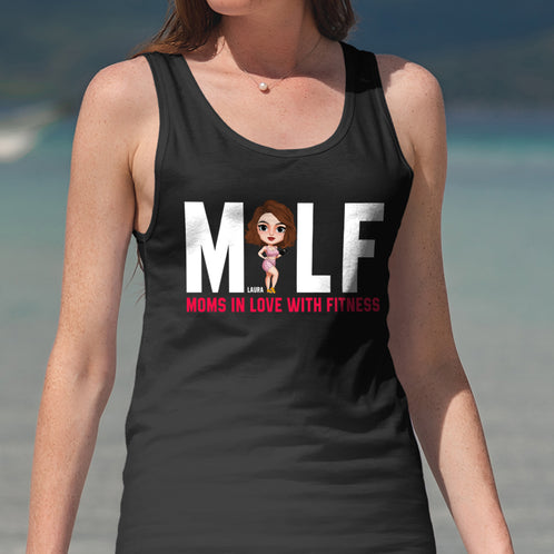 MILF Moms In Love With Fitness, Personalized Shirt, Gift for Fitness Mom - Shirts - GoDuckee