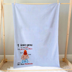 I Love You To The Sun The Moon The Stars Personalized Couple Blanket, Gift For Couple - Blanket - GoDuckee