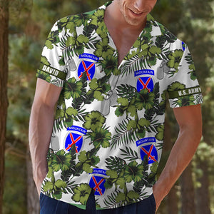 Military Personalized Hawaiian Shirt with Floral Pattern and Custom Military Unit - Military Gifts - Hawaiian Shirts - GoDuckee