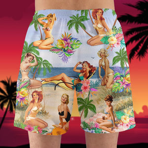 Pin Up Girl Hawaiian Shirt And Men Beach Shorts, Gift For This Summer - Hawaiian Shirts - GoDuckee