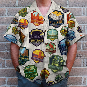 National Park Seamless Pattern, Hawaiian Shirt and Men Beach Shorts - Hawaiian Shirts - GoDuckee