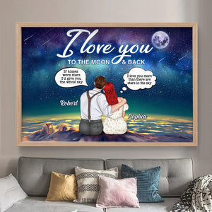 I Love You To The Moon & Back Personalized Couple Canvas Print, Gift For Couple - Poster & Canvas - GoDuckee