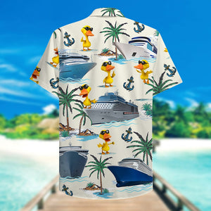 Cruising Duck Hawaiian Shirt - Gift for Cruise Trips - Duck & Cruise Pattern - Hawaiian Shirts - GoDuckee