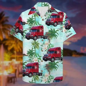 Custom Truck Photo - Truck Driver Hawaiian Shirt - Trucker Tropical Pattern - Hawaiian Shirts - GoDuckee