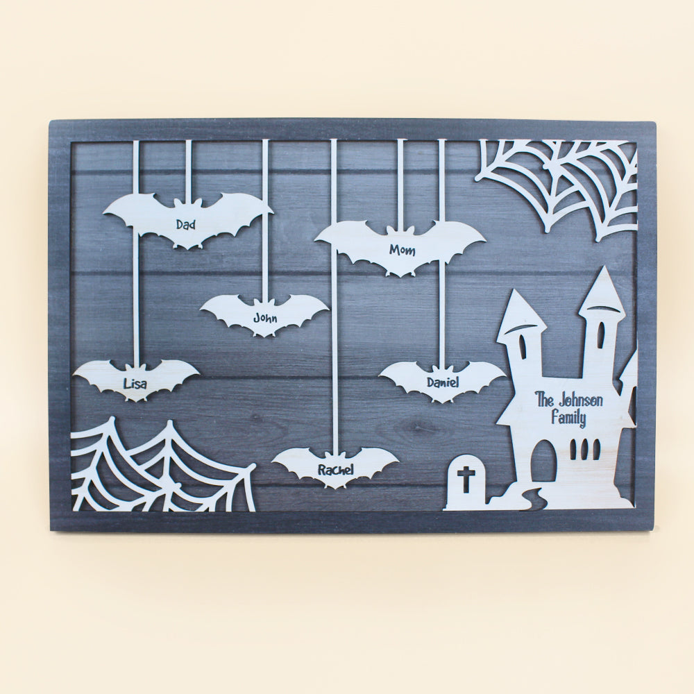 Personalized Bats Family Layer Wood Sign, Gift For Family - Wood Sign - GoDuckee