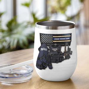 Police Apparel & Bulletproof Wine Tumbler - Custom Name & Number - Watch Me As A Serve And Protect - Wine Tumbler - GoDuckee
