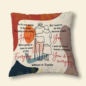 Forever Old Couple Line Art Pillow - Pillow - GoDuckee