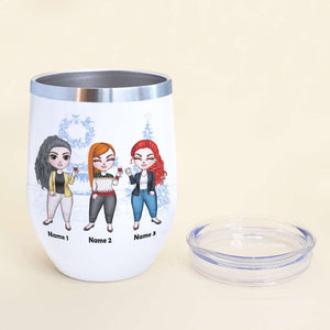 Personalized Drinking Girls Bestie Wine Tumbler - When I Count My Blessings - Fashion Girl Doll Bar - Wine Tumbler - GoDuckee