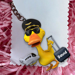 Pilot Duck - Personalized Car Ornament And Keychain - Gift for Pilot - Ornament - GoDuckee