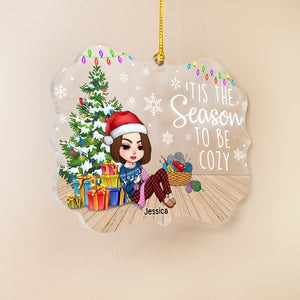 Personalized Acrylic Crochet Girl Ornament Tis The Season To Be Cozy - Ornament - GoDuckee