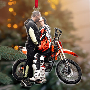 Custom Motocross Couple Ornament, Christmas Tree Decor - Ornament - GoDuckee