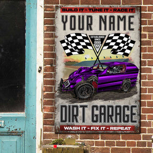 Dirt Track Racing Metal Sign - Custom Dirt Track Car - Build It Tune It Race It - Metal Wall Art - GoDuckee