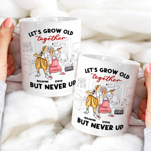 Let's Grow Old Together But Never Up, Old Couple Singing Kara White Mug - Coffee Mug - GoDuckee