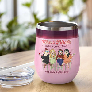 Wine & Friend Make A Great Blend, Personalized Tumbler, Gift For Bestie - Wine Tumbler - GoDuckee