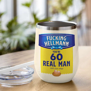 Drinking Old Man - Personalized Birthyear Wine Tumbler - Fuckking Hellmann, You're Real Man - Wine Tumbler - GoDuckee