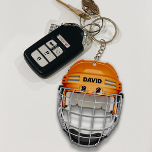 Hockey Helmet - Personalized Keychain - Gift for Hockey Player - Keychains - GoDuckee