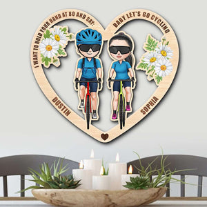 I Want To Hold Your Hand at 80 and Say Baby Let's Go Cycling, Personalized Wood Art, Gift for Him/Her - Wood Sign - GoDuckee