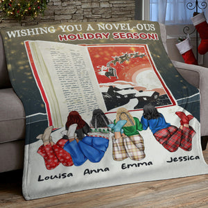 Wishing You A Novel Ous Holiday Season, Personalized Christmas Book Blanket Gift For Besties - Blanket - GoDuckee