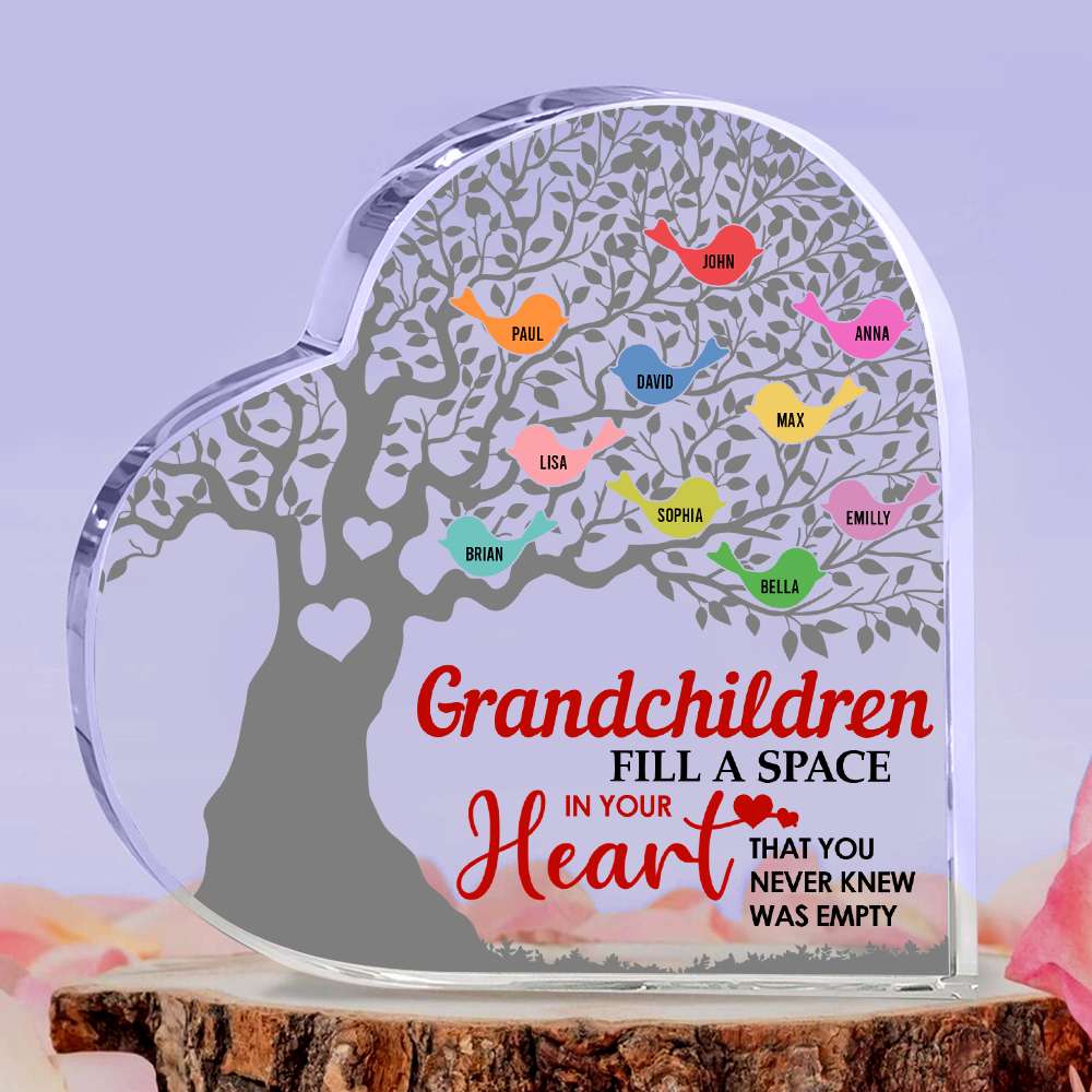 Grandchildren Fill A Space In Your Heart, Grandma Mother's Day Gift, Personalized Heart Acrylic Plaque - Decorative Plaques - GoDuckee