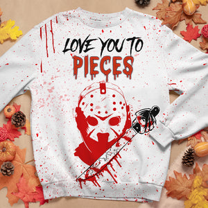 Horror Couple Love You To Pieces, Personalized Couple Halloween Shirt, Gift for Loved One - AOP Products - GoDuckee