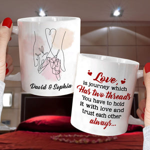 Love Is Journey Which Has Two Threads Personalized Couple Mug, Gift For Couple - Coffee Mug - GoDuckee