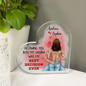 My Best Decision Ever, Personalized Couple Heart Shape Acrylic Plaque - Decorative Plaques - GoDuckee