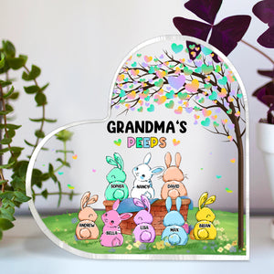 Grandma's Peeps, Personalized Heart Shaped Acrylic Plaque, Easter Gift For Grandma - Decorative Plaques - GoDuckee
