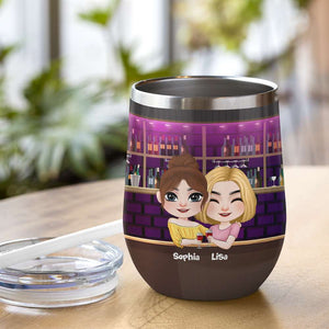 Besties Who'll Slap You Without Any Reason, Personalized Tumbler, Funny Gifts For Bestie - Wine Tumbler - GoDuckee