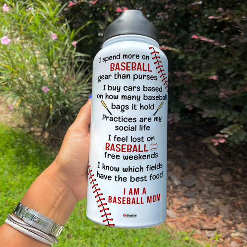 Personalized Baseball Mom Water Bottle - I Spend More On Baseball Gear Than Purse - Water Bottles - GoDuckee