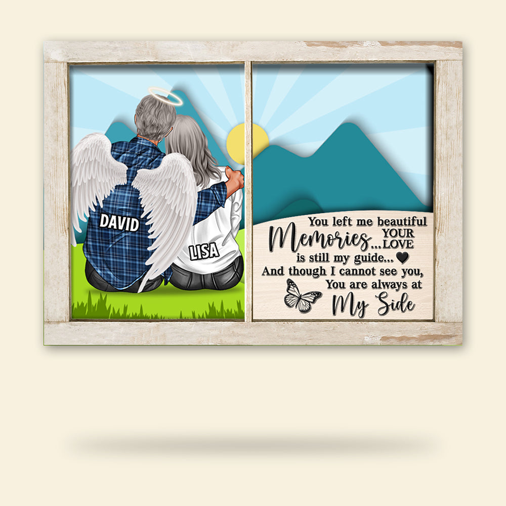 Heaven You Left Me Beautiful Memories - Personalized 3D 2-Layered Wood Art - Memorial Gift - Wood Sign - GoDuckee