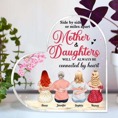 Mother And Daughter Will Always Be Connected By Heart, Mother's Day Gift Personalized Acrylic Plaque - Decorative Plaques - GoDuckee
