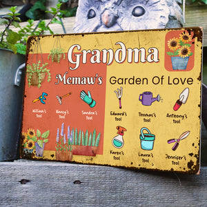 Grandma Garden Of Love, Family Love Printed Metal Sign - Metal Wall Art - GoDuckee