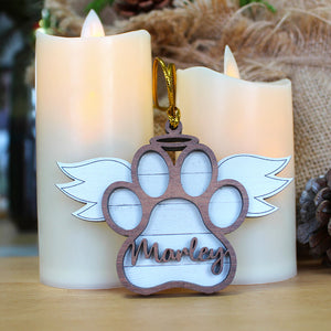 Personalized Puppy Paw Wood Ornament, Christmas Tree Decoration - Ornament - GoDuckee