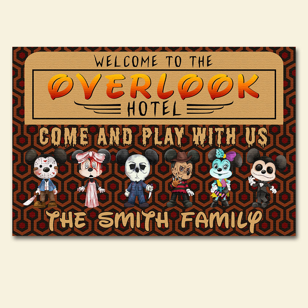 Horror Movie Characters, Welcome To The Overlook Hotel, Personalized Family Doormat - Doormat - GoDuckee