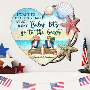 Baby Let's Go To The Beach Personalized Layer Wood Sign - Wood Sign - GoDuckee