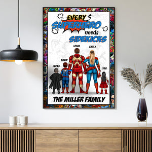 Every Super Family Needs Sidekicks Personalized Canvas Printed, Gift For Family - Poster & Canvas - GoDuckee