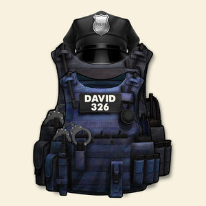 Police Bulletproof Vest with Service Cap - Personalized Pillow - Gift for Police - Pillow - GoDuckee