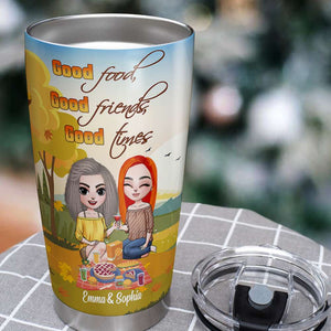 Good Food Good Friends Good Times, Personalized Autumn Bestie Tumbler - Tumbler Cup - GoDuckee