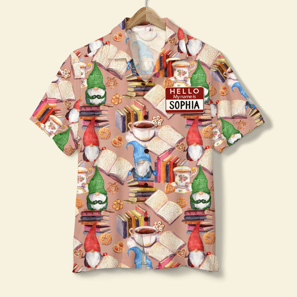 Personalized Book Lover Hawaiian Shirt - Hello My Name Is - Book and dwarf seamless pattern - Hawaiian Shirts - GoDuckee