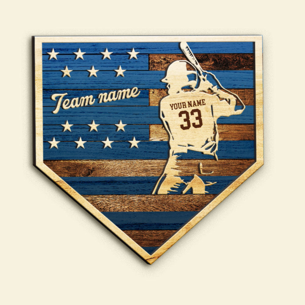 Personalized Baseball Team 2 Layers Wood Sign Gift For Baseball Lovers - Wood Sign - GoDuckee
