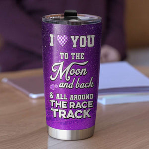 Personalized Couple Racing Tumbler, The Race Track Is Our Happy Place - Tumbler Cup - GoDuckee