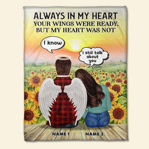 Personalized Wife & Husband in Heaven Blanket - Your Wings Were Ready But My Heart Was Not - Sunflowers - Blanket - GoDuckee
