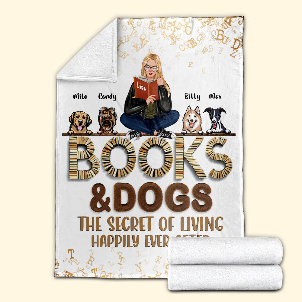 Books & Dogs The Secret Of Living Happily Ever After Personalized Blanket Gift For Her - Blanket - GoDuckee