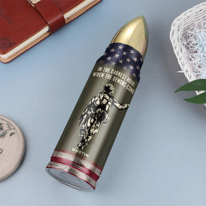 In The Darkest Hour When The Demons Come, Personalized Bullet Tumbler, Gifts for Military Brother - Water Bottles - GoDuckee