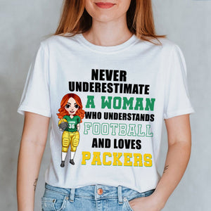 Never Underestimate A Woman Who Understands Football - Personalized Shirts - Gift for Fans - Female American Football Player - Shirts - GoDuckee