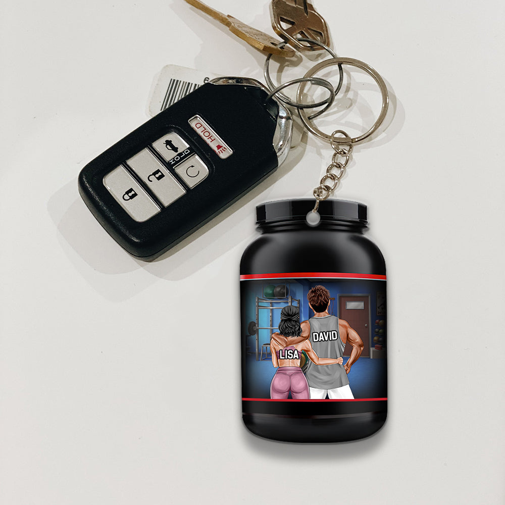 Sex, Weights And Protein Shakes Personalized Gym Couple Keychain Gift -  GoDuckee